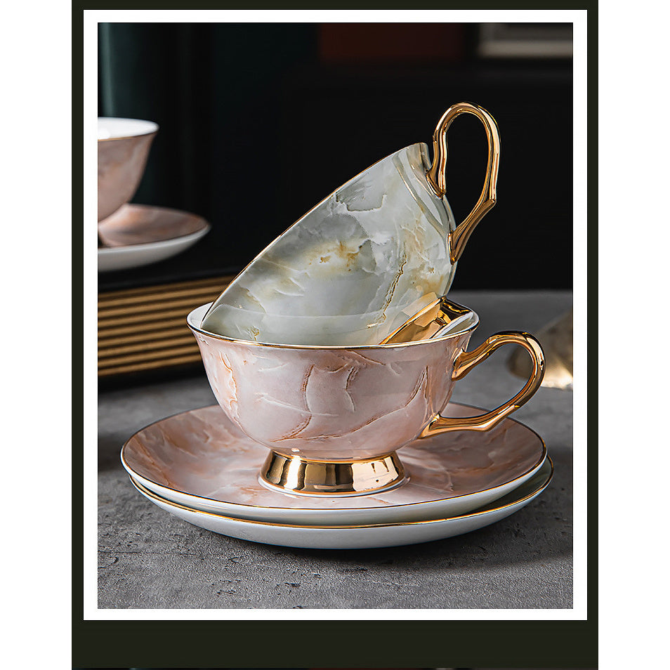 Ceramic Vintage High Aesthetic Bone China European Style Coffee Cup Afternoon Tea Set High End Tea Cup And Saucer