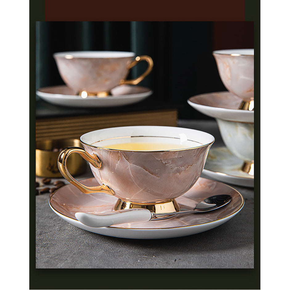 Ceramic Vintage High Aesthetic Bone China European Style Coffee Cup Afternoon Tea Set High End Tea Cup And Saucer
