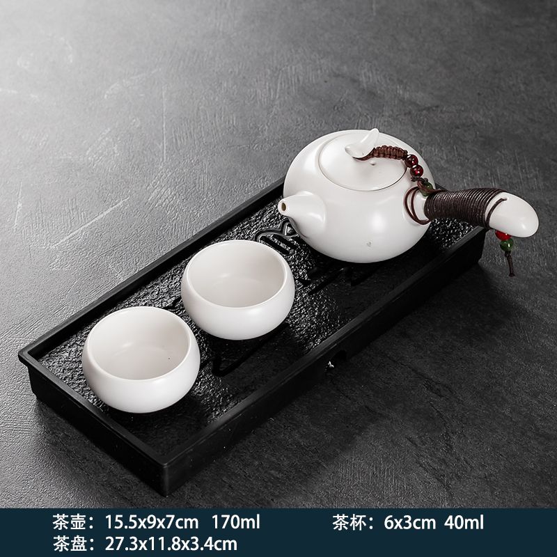 2-Person Tea Set with Tea Tray, Small Teapot, And 2pcs Cups, Suitable for Home, Dormitory, And Hotel Use, Kung Fu Tea Sets. Teapot And Tea Cups