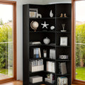 Contemporary 71-Inch Tall Bookshelf, a Standalone Corner Unit, Finished in an Elegant White, Offers 6 Levels of Storage with a Complete Backsplash, Ideal for Enhancing The Functional Aesthetics of Your Living Room, Bedroom, And Office