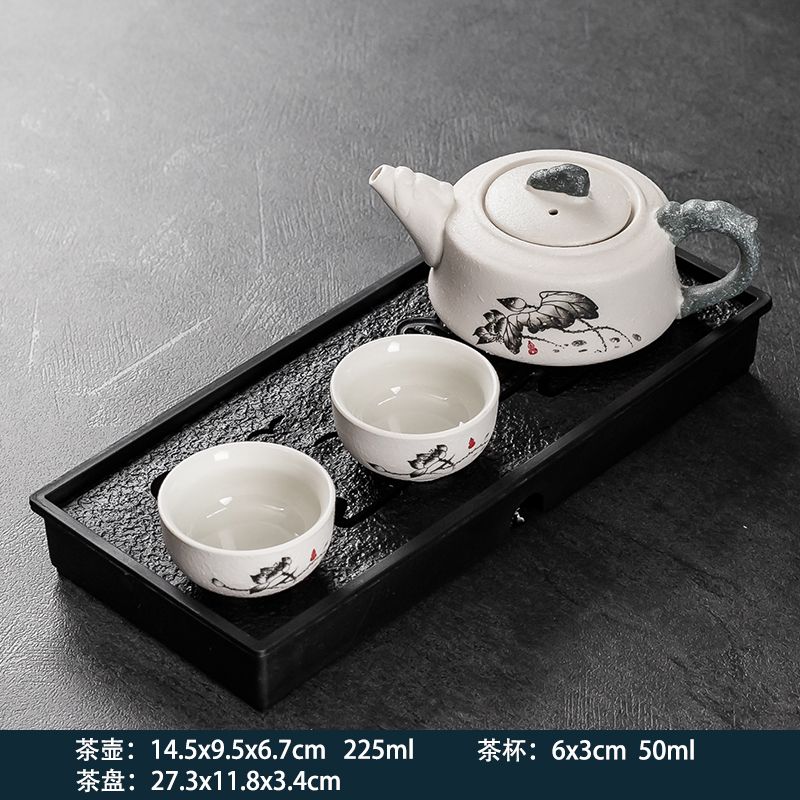 2-Person Tea Set with Tea Tray, Small Teapot, And 2pcs Cups, Suitable for Home, Dormitory, And Hotel Use, Kung Fu Tea Sets. Teapot And Tea Cups