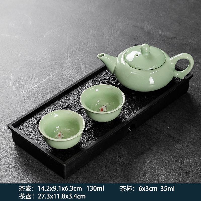 2-Person Tea Set with Tea Tray, Small Teapot, And 2pcs Cups, Suitable for Home, Dormitory, And Hotel Use, Kung Fu Tea Sets. Teapot And Tea Cups