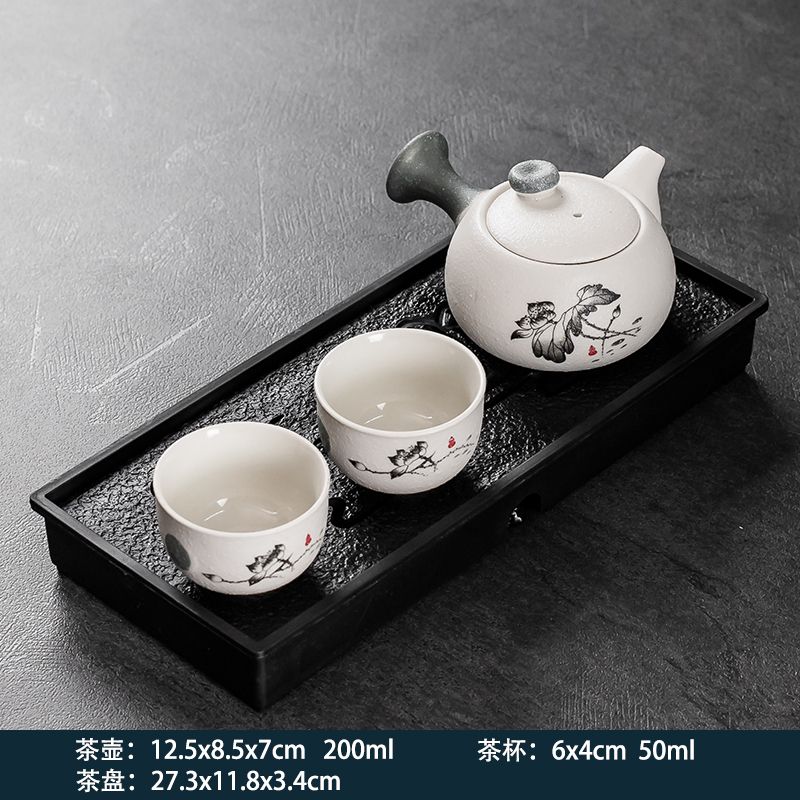 2-Person Tea Set with Tea Tray, Small Teapot, And 2pcs Cups, Suitable for Home, Dormitory, And Hotel Use, Kung Fu Tea Sets. Teapot And Tea Cups
