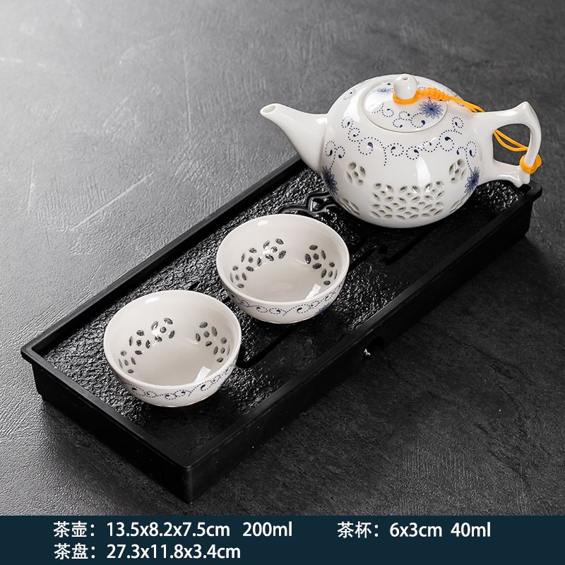 2-Person Tea Set with Tea Tray, Small Teapot, And 2pcs Cups, Suitable for Home, Dormitory, And Hotel Use, Kung Fu Tea Sets. Teapot And Tea Cups