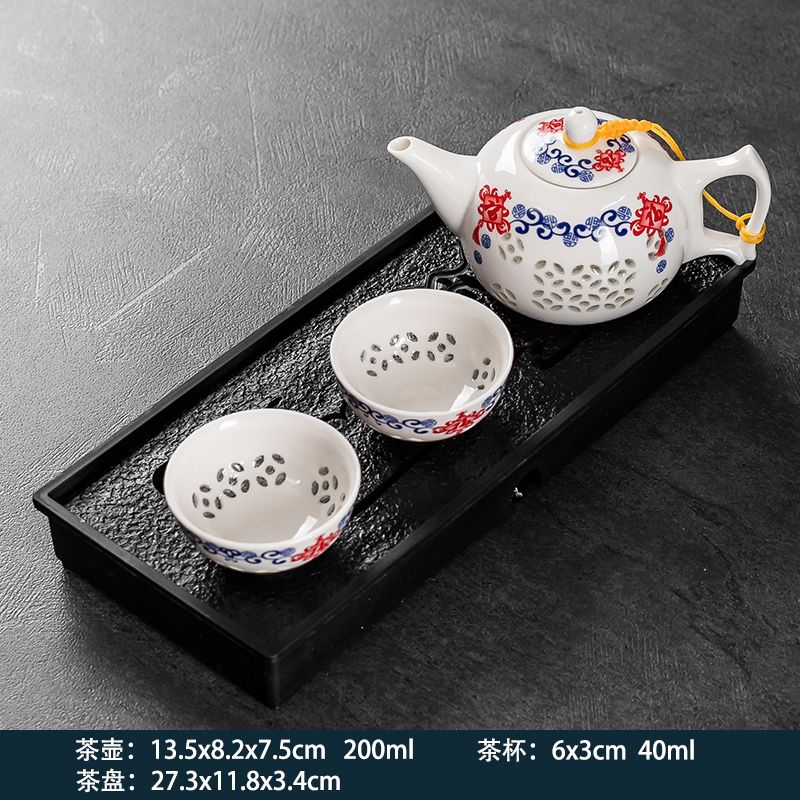 2-Person Tea Set with Tea Tray, Small Teapot, And 2pcs Cups, Suitable for Home, Dormitory, And Hotel Use, Kung Fu Tea Sets. Teapot And Tea Cups