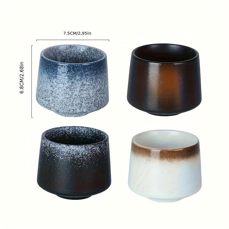 4pcs Nordic Ceramic Coffee Mugs & Tea Cups - Suitable for Restaurant, Wedding, Birthday Party, Themed Events - Hand Wash Only Cups for, Hotel Use - Multi- for Coffee, Tea, Cocoa, Juice - Modern Scandinavian Table